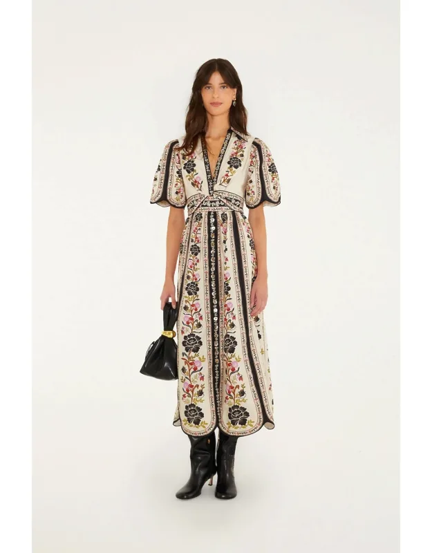 Floral Collared Buttoned Maxi Dress