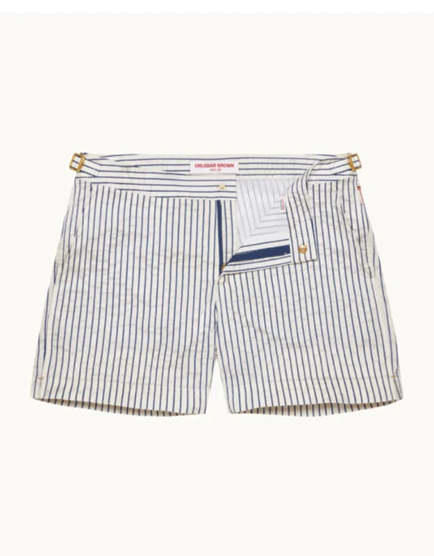 Shorter-length Classic Textured Stripe Swim Shorts