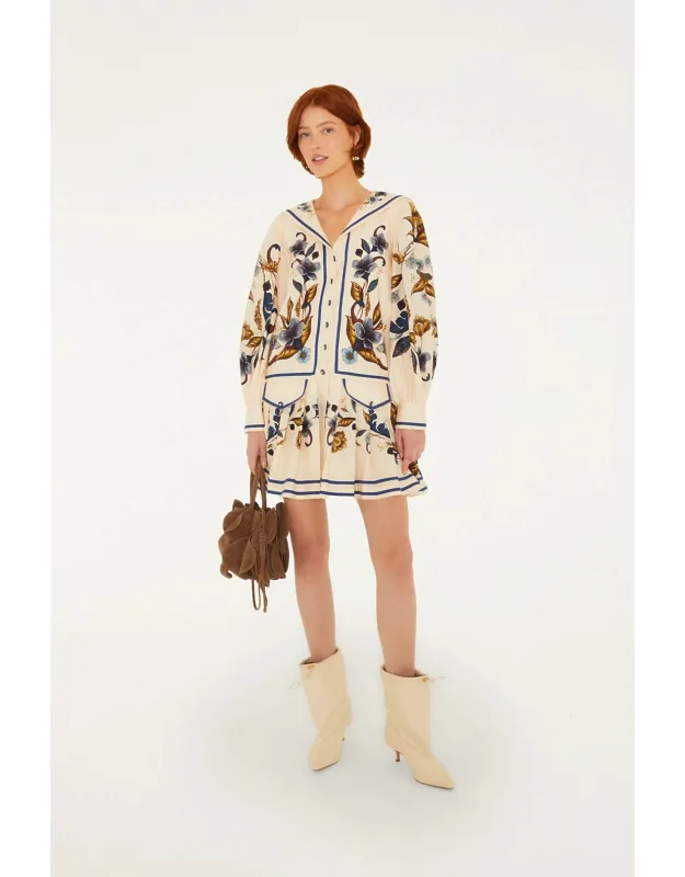 Lapel Buttoned Mini Dress