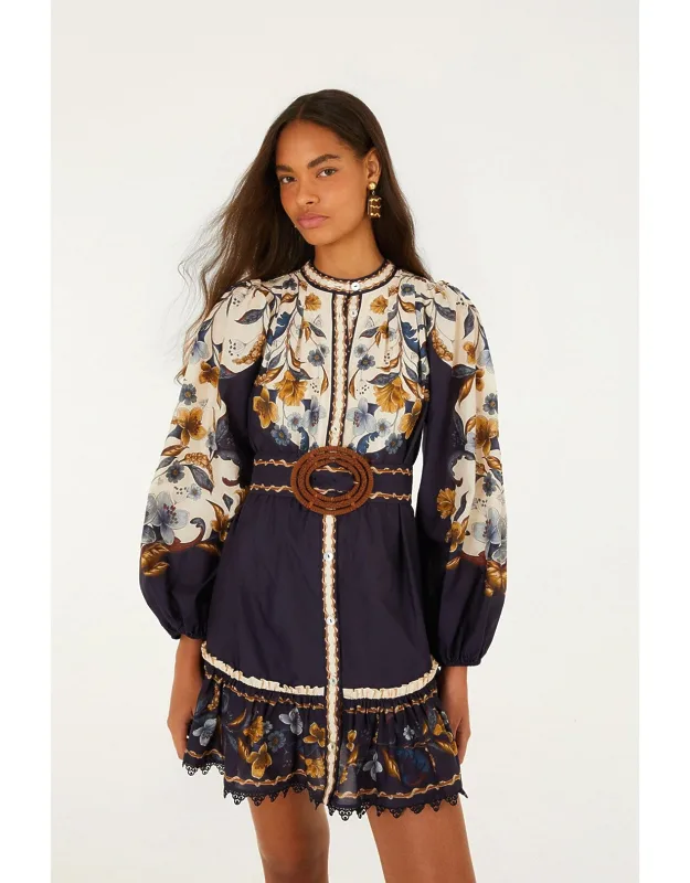 Belted Long Sleeve Mini Dress