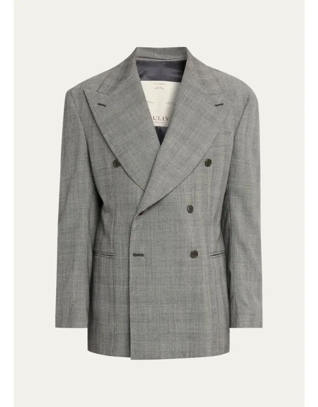 Stefano Glen Plaid Wool Double-breasted Blazer