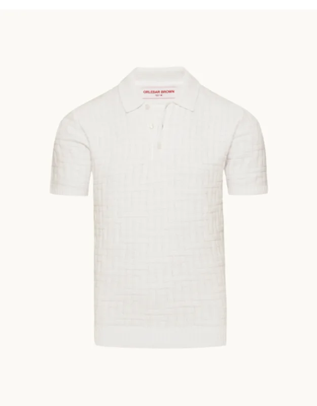 Tailored Fit Jacquard Boucle Organic Cotton Polo Shirt