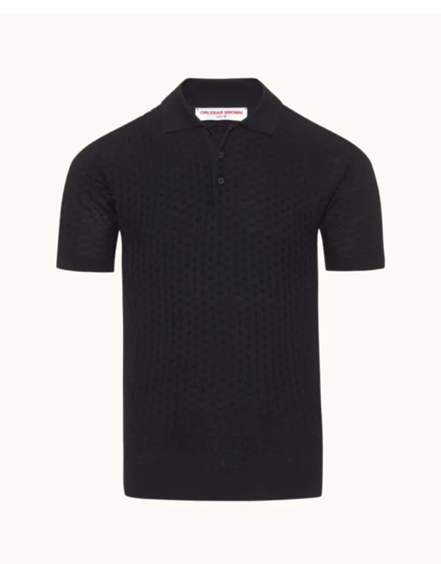 Tailored Fit Lattice Knit Silk Polo Shirt