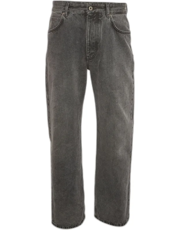 Denim Straight Leg Buttoned Jeans