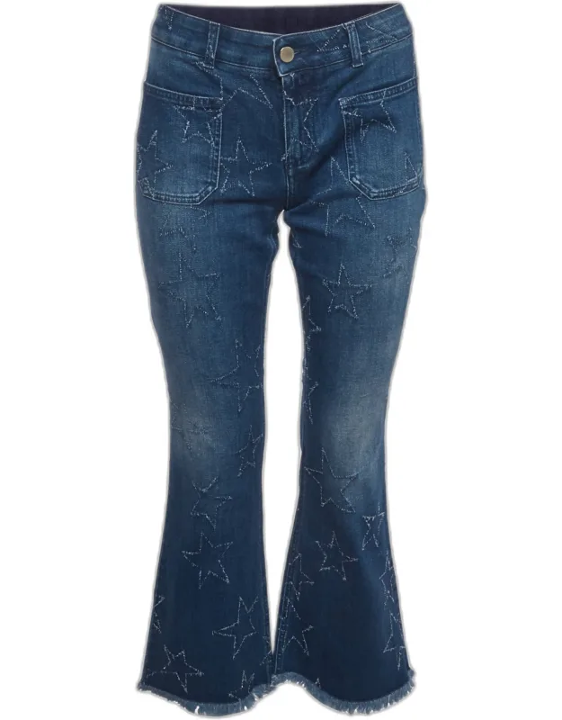 Star Patterned Denim Flared Jeans