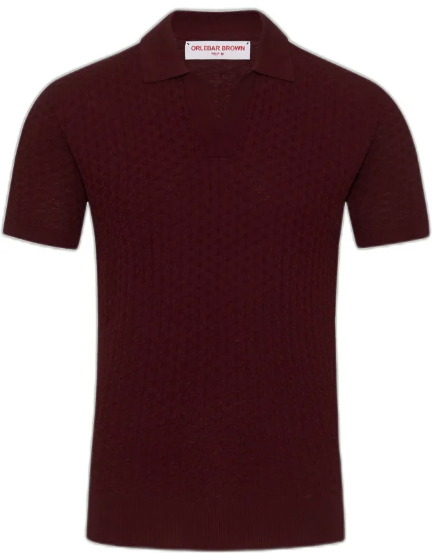 Tailored Fit Silk Lattice Knit Polo Shirt