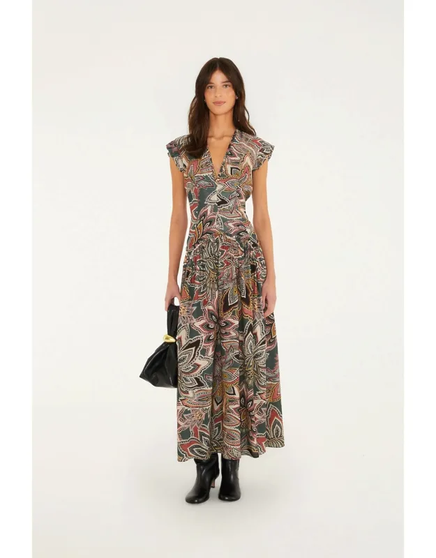 Tapestry Flowers Sleeveless Maxi Dress