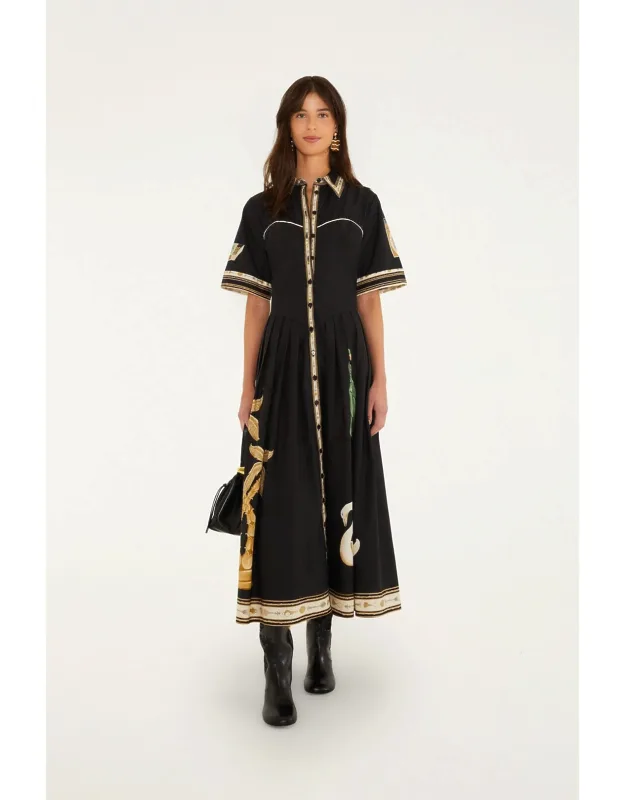 Vintage Souvenirs Black Buttoned Midi Dress