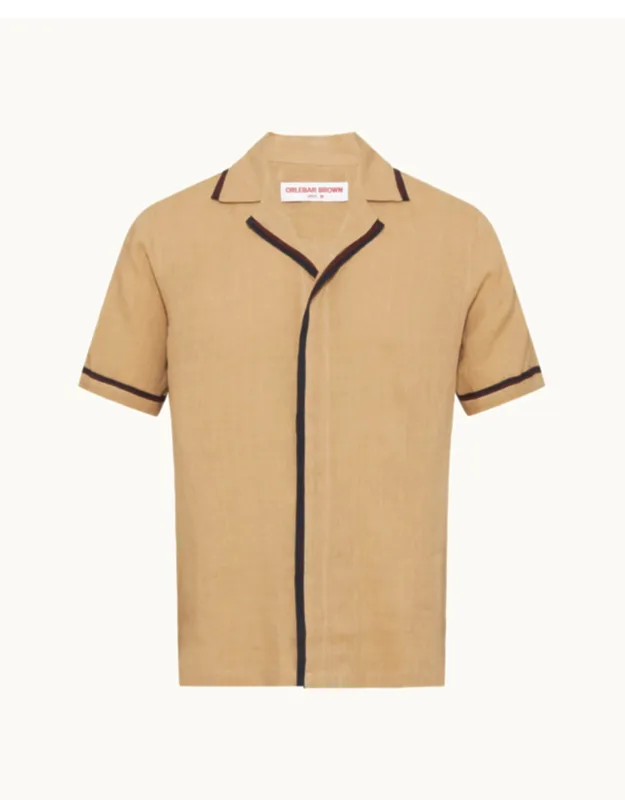 Relaxed Fit Two-tone Capri Collar Linen Shirt