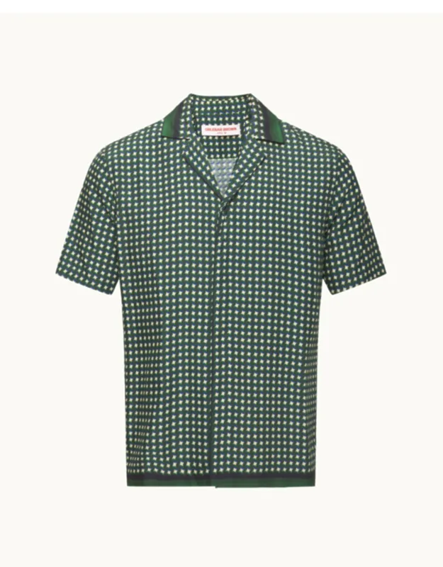 Relaxed Fit Stripe Piping Capri Collar Print Shirt