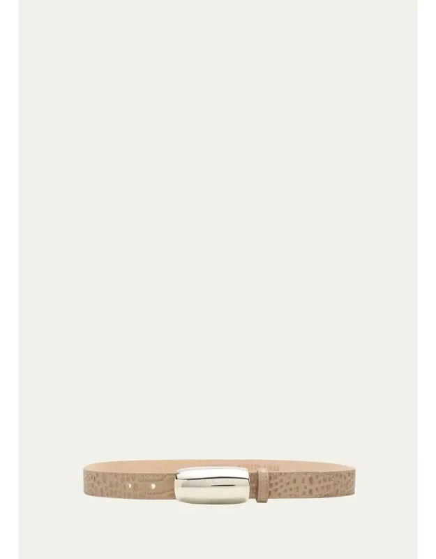 Croc-embossed Leather Belt