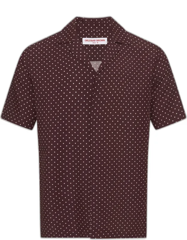 Relaxed Fit Capri Collar Polka Dot Print Shirt