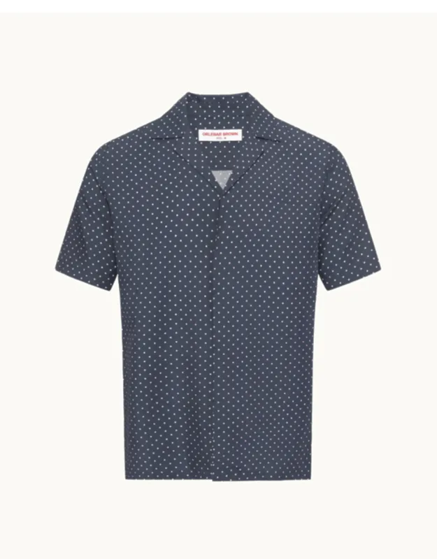 Relaxed Fit Capri Collar Polka Dot Print Shirt