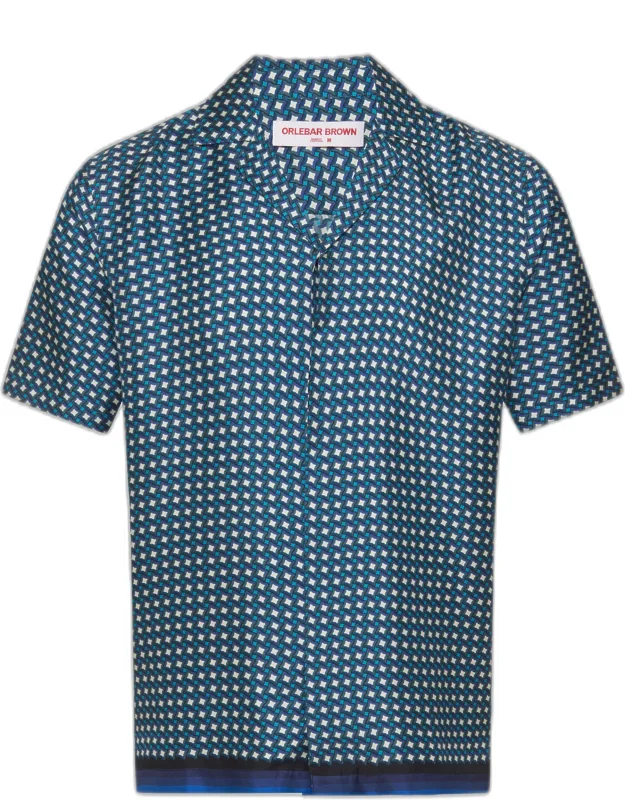 Relaxed Fit Capri Collar Print Silk Shirt