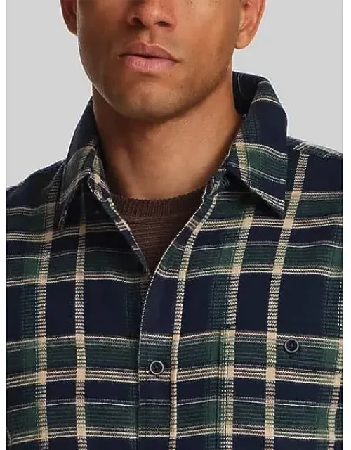 Regular Fit Waffle-texture Flannel Button Up Shirt