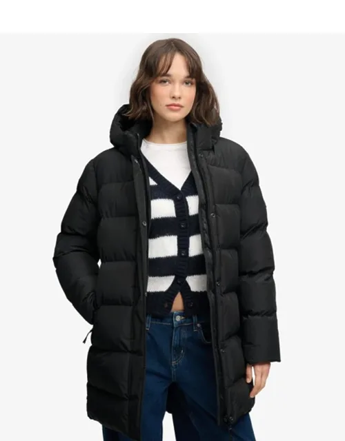 Hooded Sports Puffer Mid Length Jacket