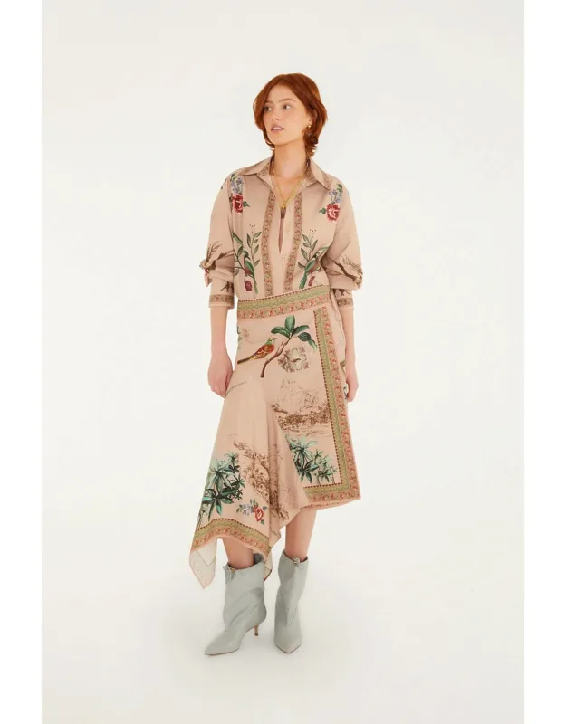 Bird Poetry Collared Buttoned Shirt