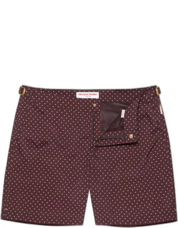 Mid-length Polka Dot Print Swim Shorts