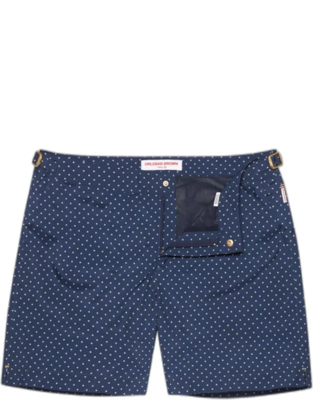 Mid-length Polka Dot Print Swim Shorts