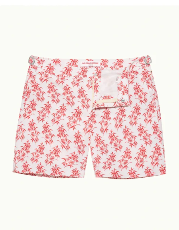 Mid-length Bamboo Print Swim Shorts