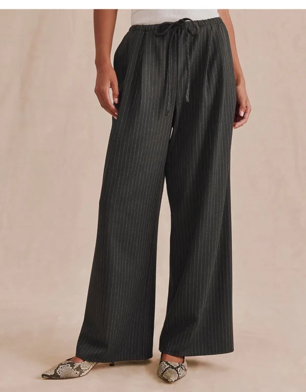 Valerie Pleated Pinstripe Pants