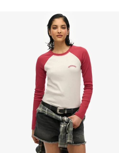 Essential Logo Ribbed Baseball Long Sleeve Top