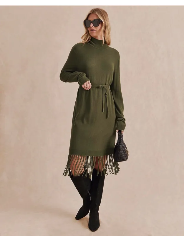 Fringe Sweater Dress