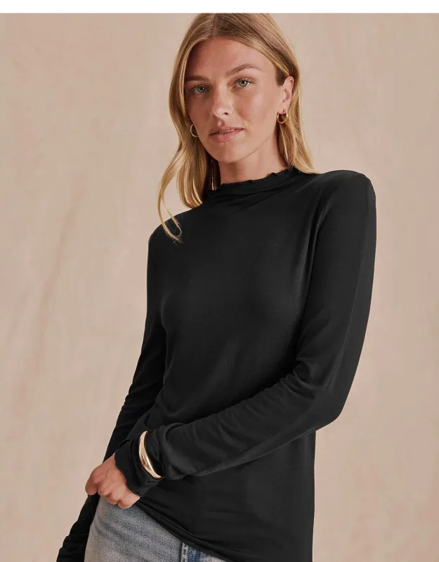 Bamboo Blend Long Sleeve Mockneck Tee