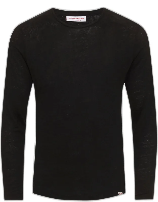 Tailored Fit Crewneck Long-sleeve Linen T-shirt
