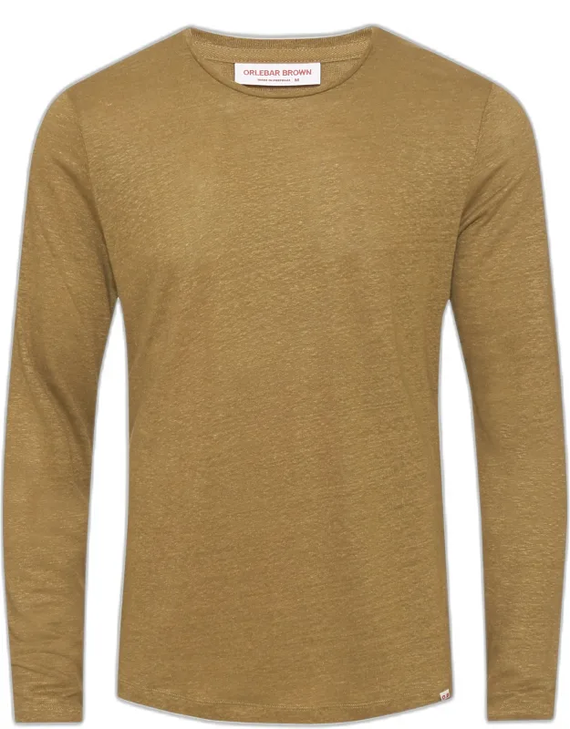 Tailored Fit Crewneck Long-sleeve Linen T-shirt