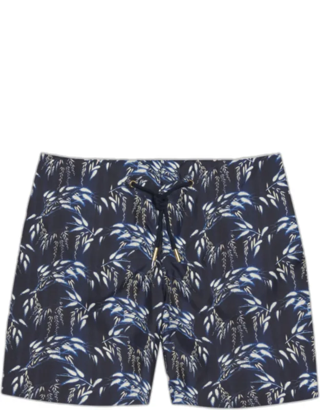 Mid-length Catkin Print Drawcord Swim Shorts