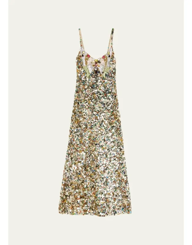 Butterfly Embroidered Tulle Maxi Dress