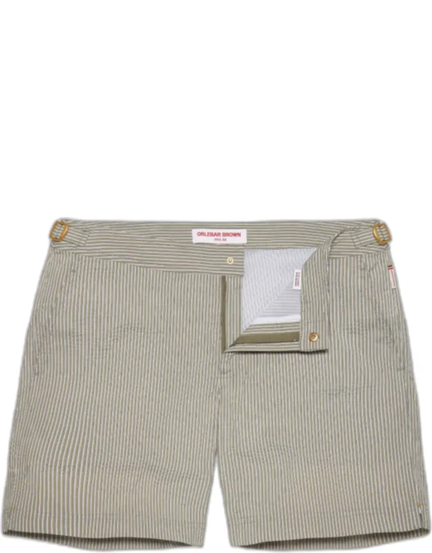 Mid-length Classic Textured Stripe Swim Shorts