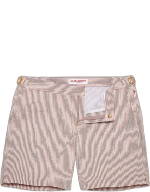 Mid-length Classic Textured Stripe Swim Shorts