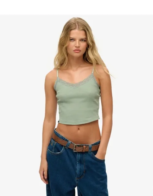 Athletic Essentials Lace Trim Cropped Cami Top