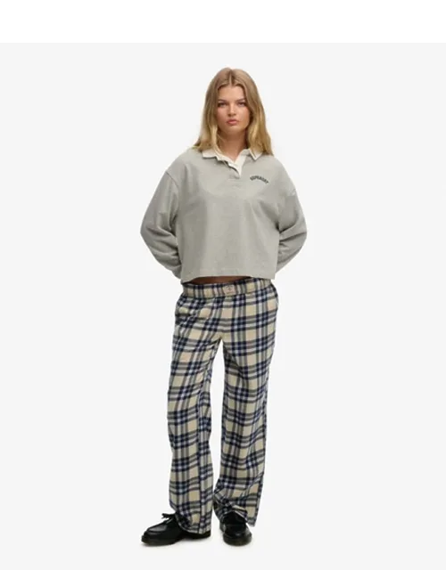 Cotton Check Elastic Trousers