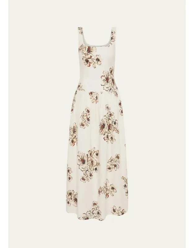 Floral Linen Midi Dress