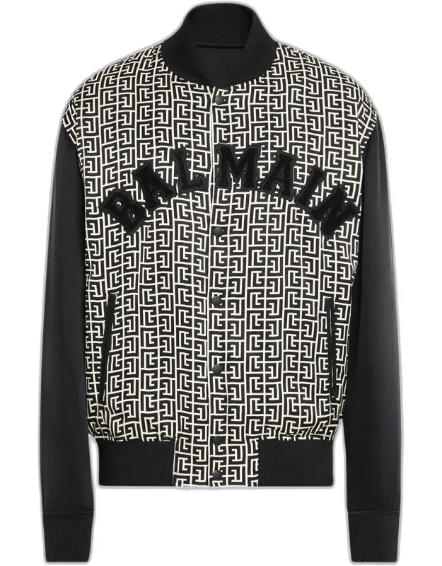 Varsity Monogram Bomber Jacket With Patches