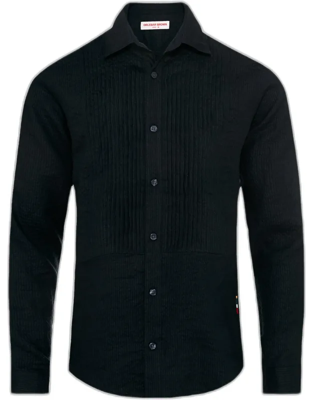 Tailored Fit Linen Shirt With Pleated Bib