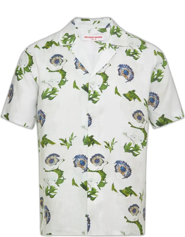Relaxed Fit Capri Collar Coronaria Print Shirt