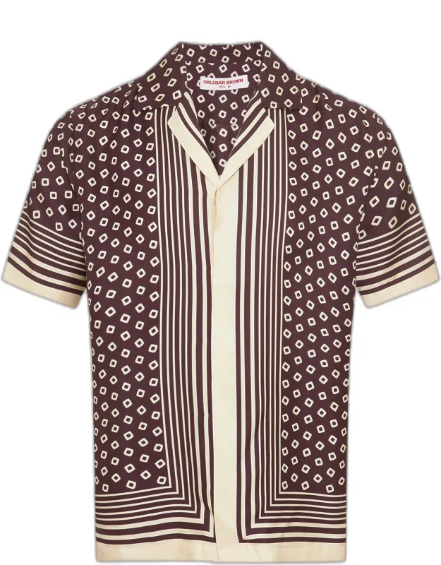 Relaxed Fit Capri Collar Lumina Print Silk Shirt