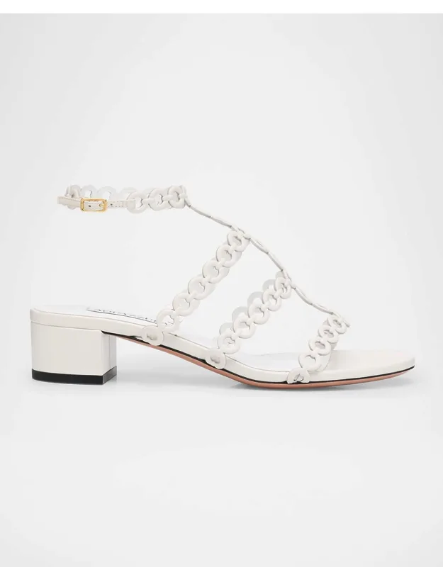 Infinity Leather Chain T-strap Sandals