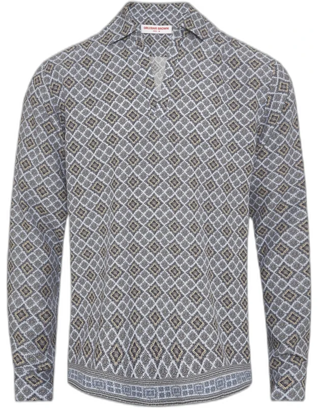 Relaxed Fit Open Resort Placket Paisley Season Print Shirt