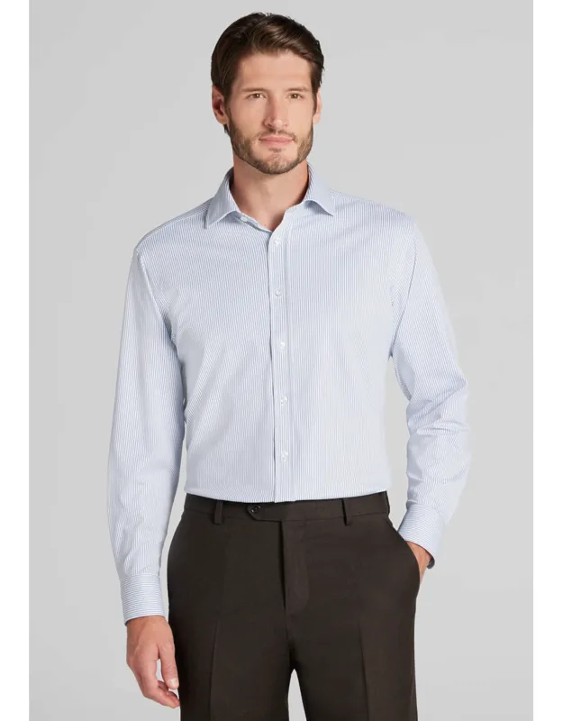 Tailored Fit Stripe Pique Dress Shirt