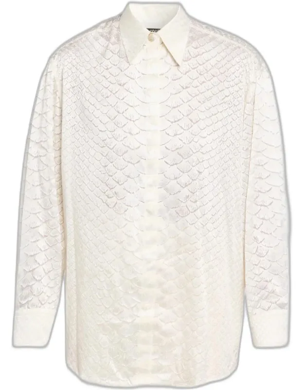 Serpentine Silk Burnout Button-down Shirt