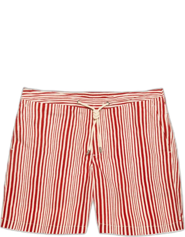 Mid-length Shore Stripe Drawcord Swim Shorts