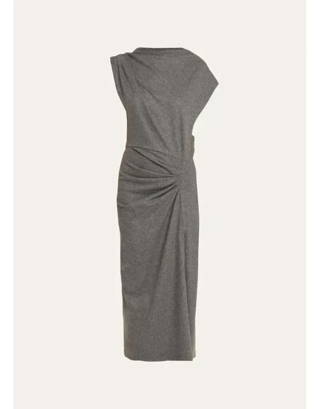 Asymmetric Knit Midi Dress