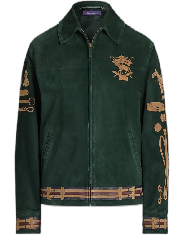 Jessa Equestrian-printed Suede Coat