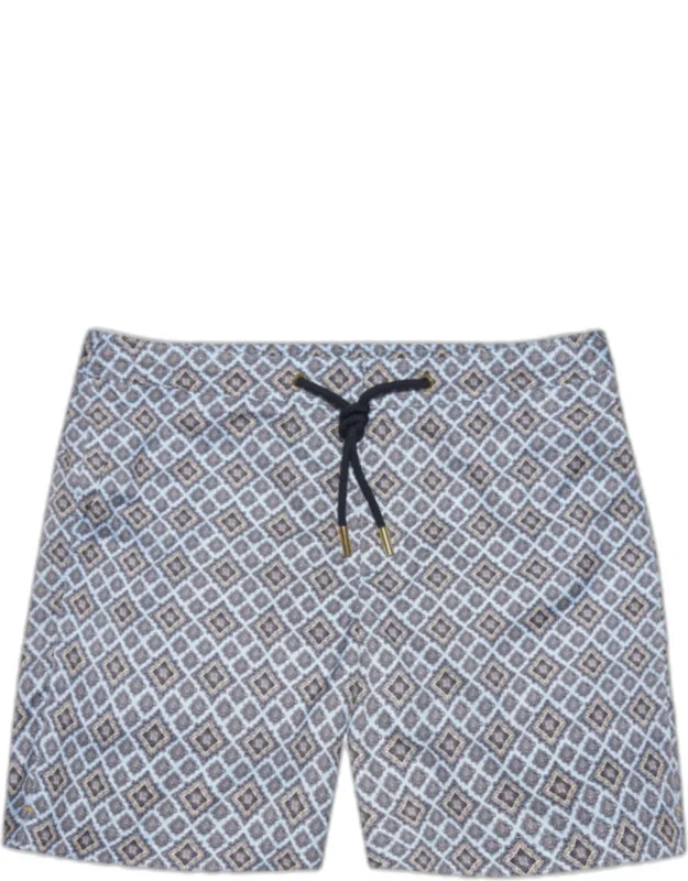Mid-length Paisley Season Print Drawcord Swim Shorts