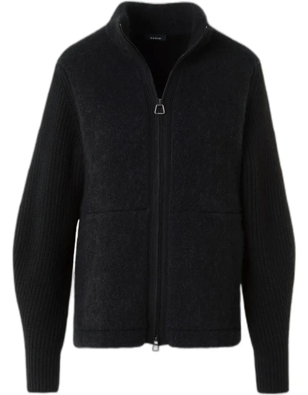 Cashmere-silk Boucle Zip Cardigan